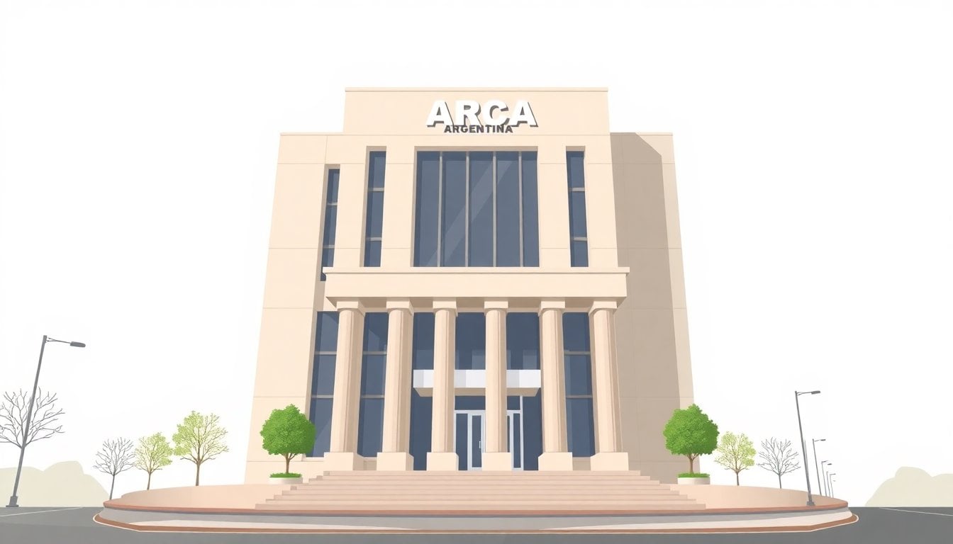 ARCA Argentina tax authority headquarters building exterior, Buenos Aires, daylight, no people