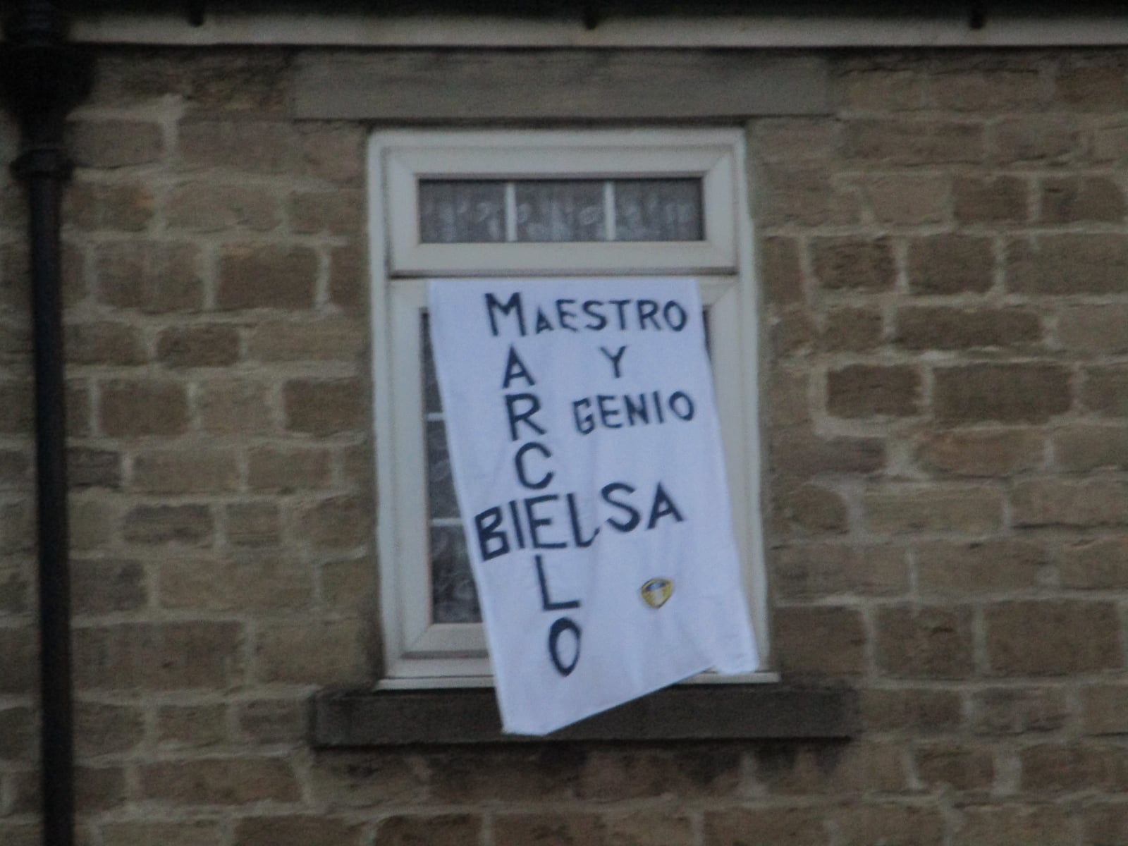 House on St James' Street, Wetherby, West Yorkshire decorated in honour of Leeds United's promotion to the Premier League. Taken on the evening of Saturday the 18th July 2020.