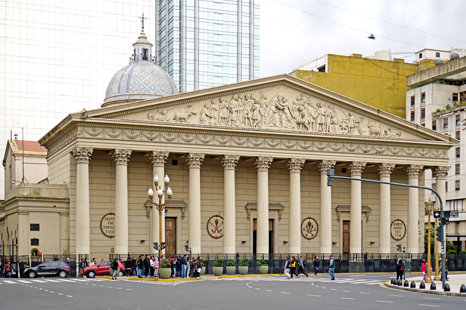 Metropolitan Cathedral - The twelve Neo-Classical columns at the front represent the twelve apostles of Christ, supporting a triangular frontispiece. It is the former church of Pope Francis.