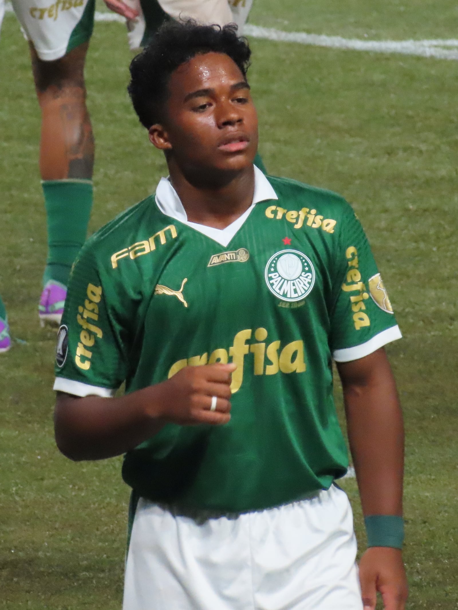 Endrick, jogador do Palmeiras, em partida válida contra o Liverpool-URU, pela Copa Libertadores da América.