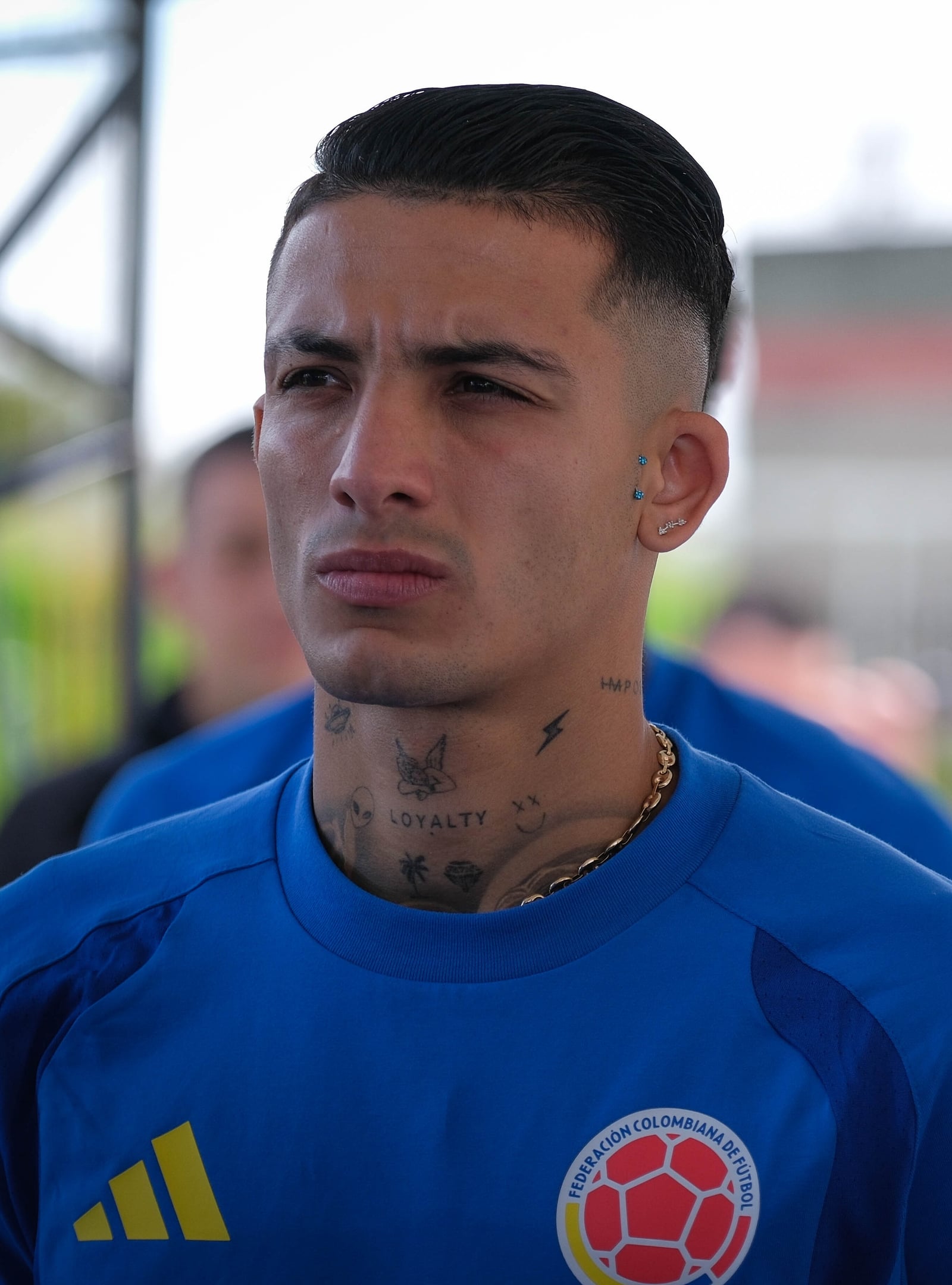 Kevin Castaño, Colombian footballer, during the presidential farewell of the Colombia national football team, prior to their trip for the 2026 FIFA World Cup.