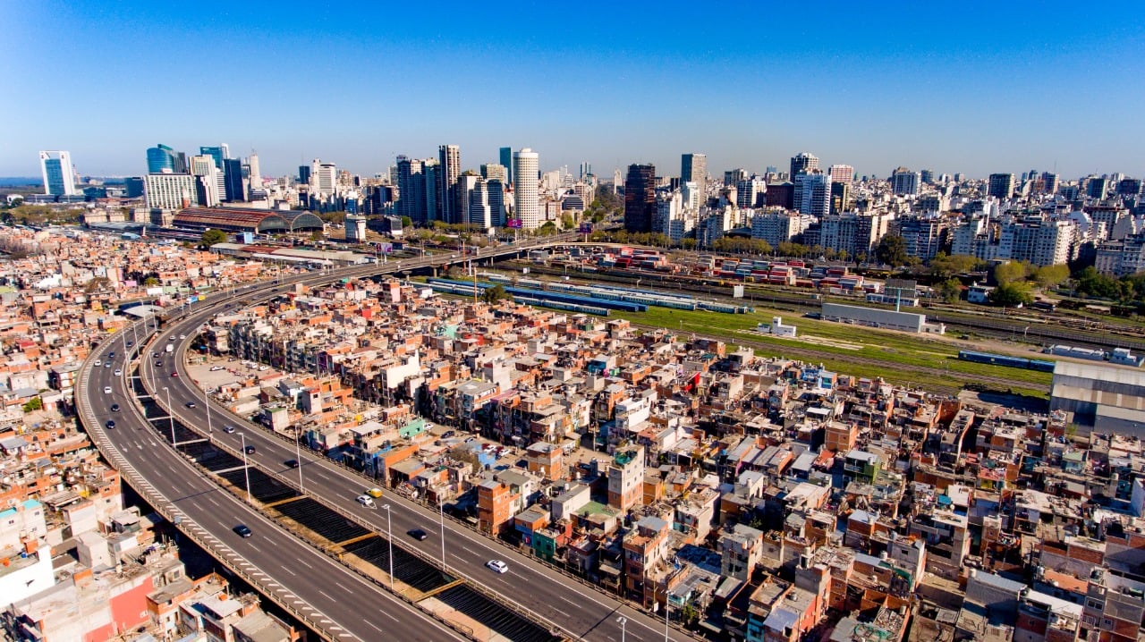 Vista aérea de la Villa 31, Buenos Aires.
