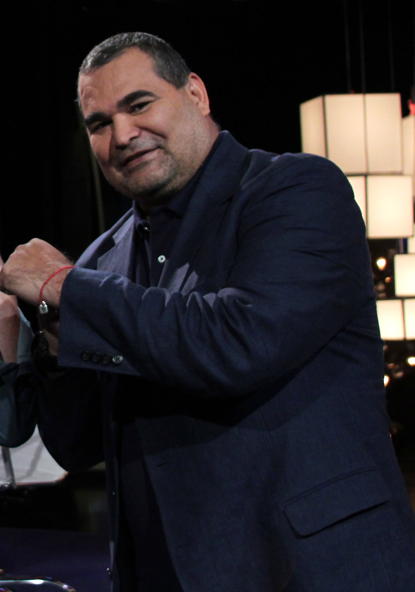 Paraguayan former footballer José Luis Chilavert during an interview for the Argentine TV show Línea de Tiempo with Matías Martin.