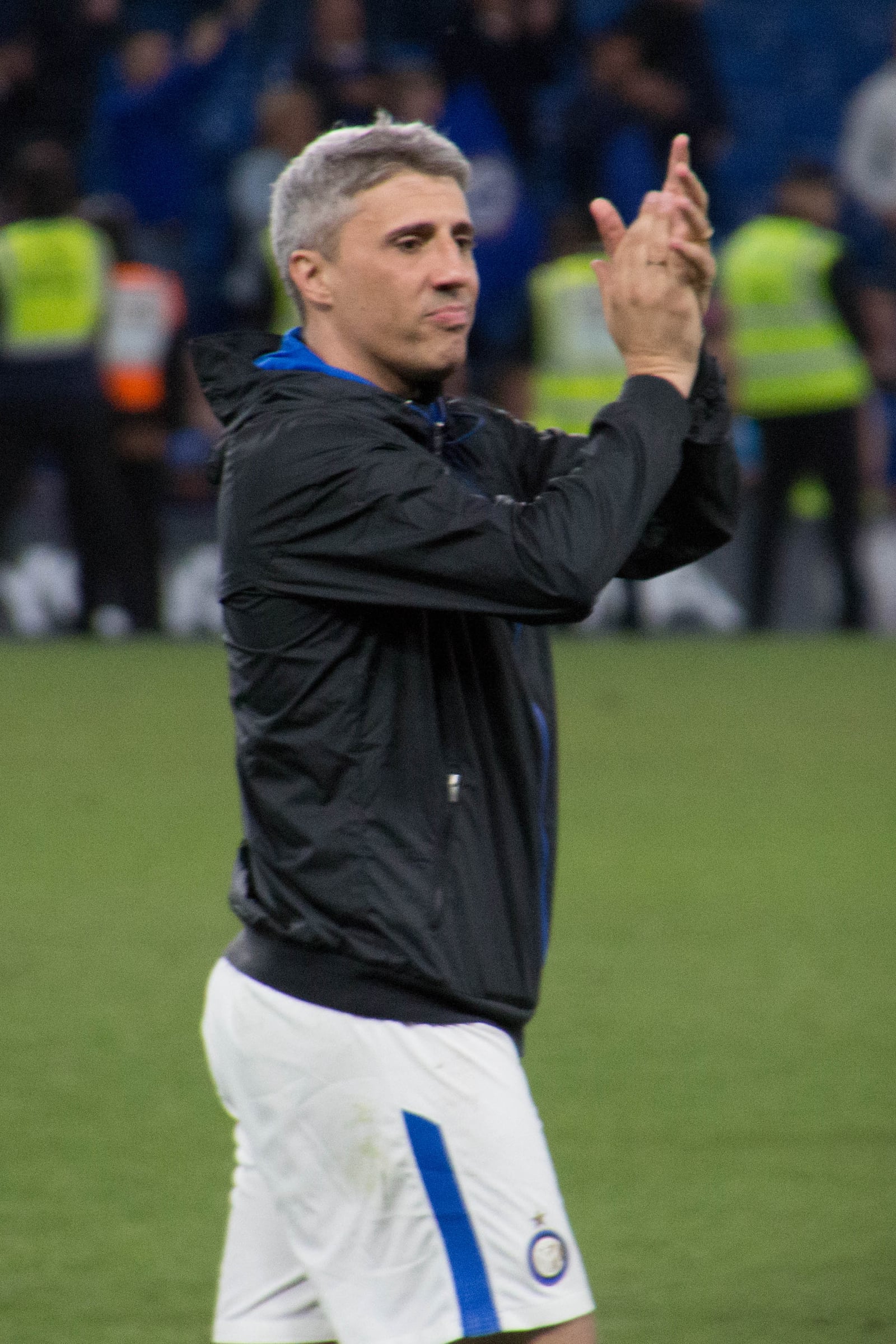 Hernán Crespo with Inter Legends team called Inter Forever after a friendly match against Chelsea Legends at Stamford Bridge.