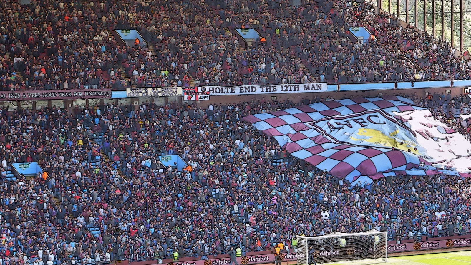 Banner at the Holte End at Villa Park, Birmingham