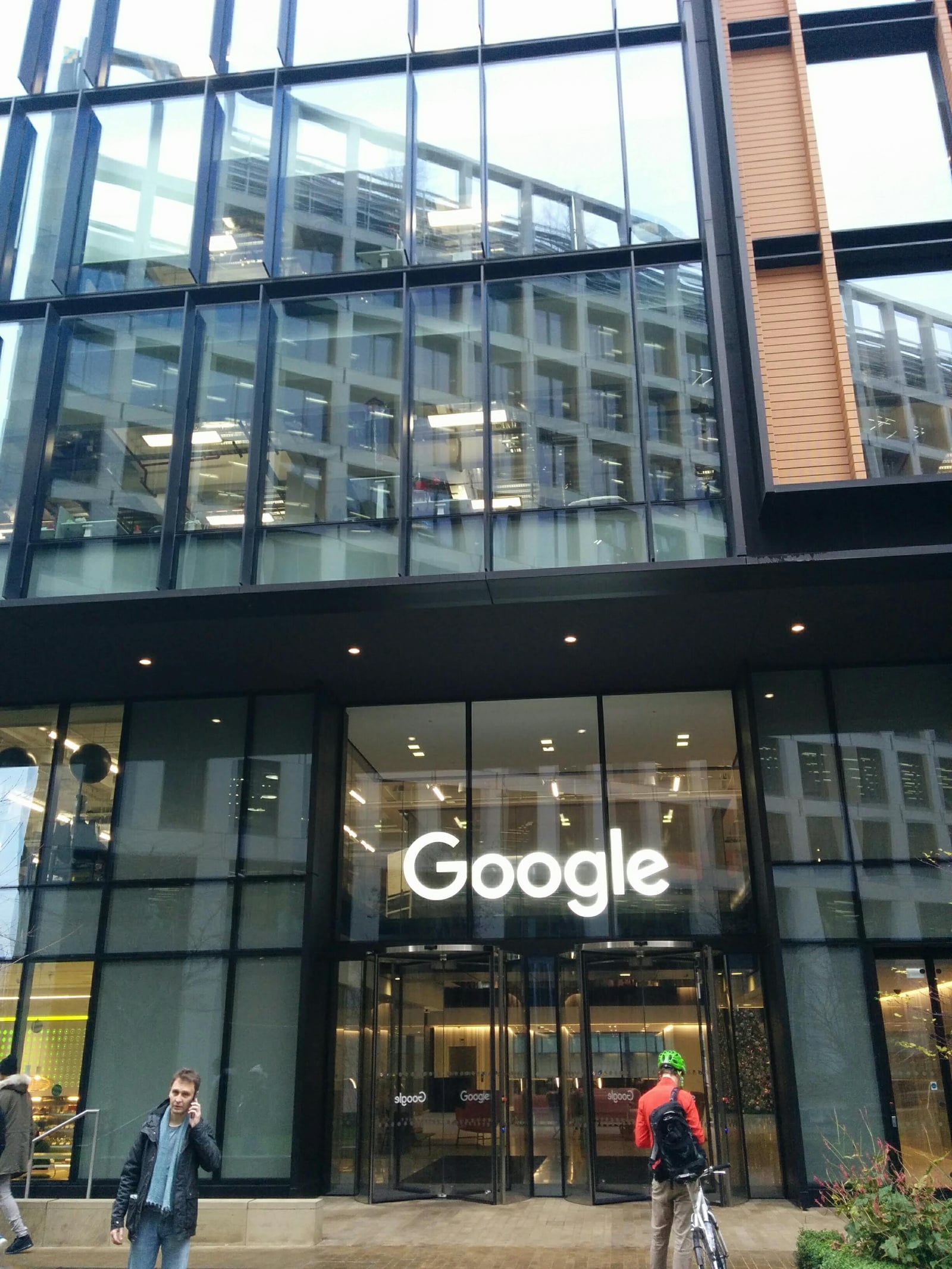 Entrance of building where Google and its subsidiary Deep Mind are located at 6 Pancras Square, London, UK.