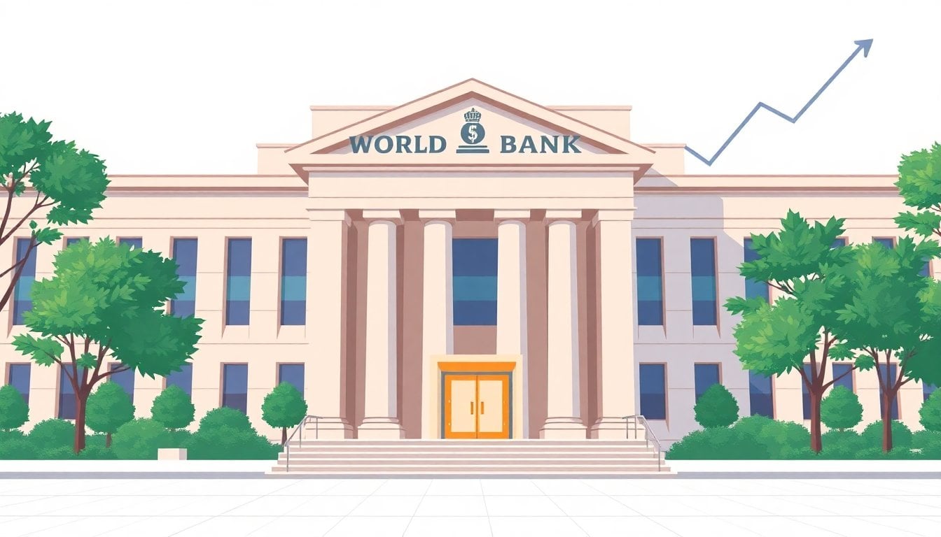 World Bank headquarters in Washington DC with the building facade and entrance, daylight, clean institutional exterior, no people visible