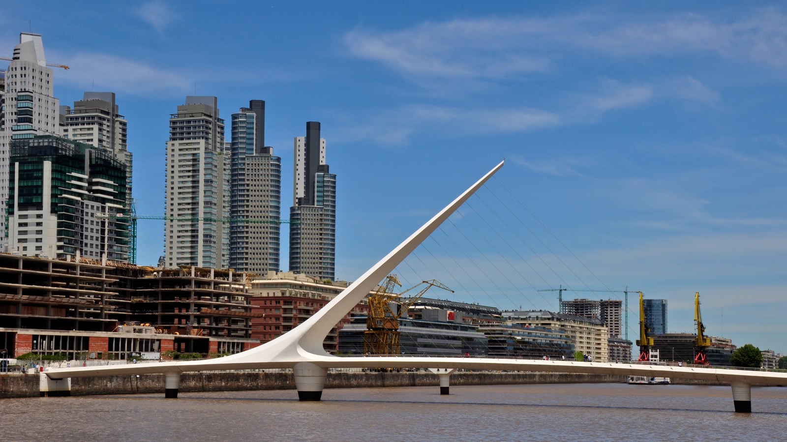 The Woman's Bridge (Santiago Calatrava, 2001), in the Puerto Madero section of Buenos Aires, Argentina.