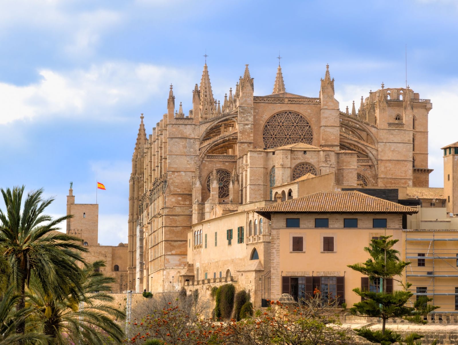 Impresionante vista de la Catedral de Palma con una arquitectura vibrante en Mallorca, España.