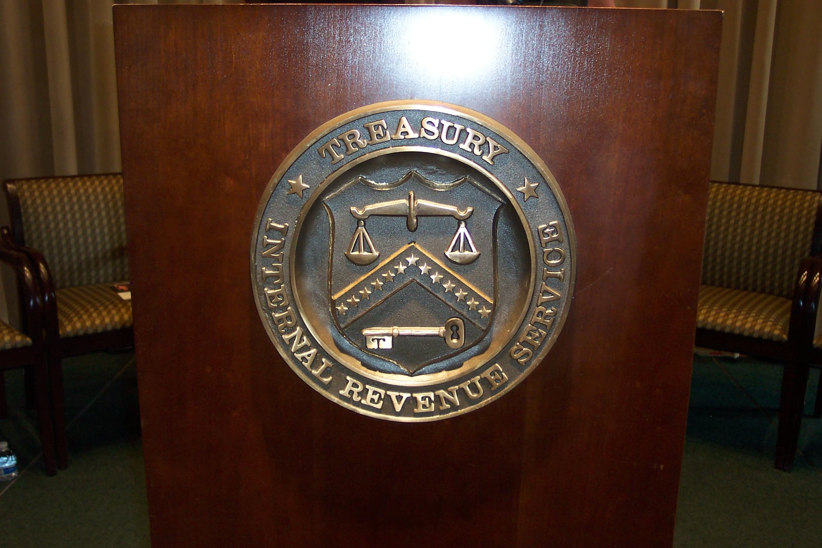 The symbol of the Department of the Treasury at the retirement reception of Beth Tucker