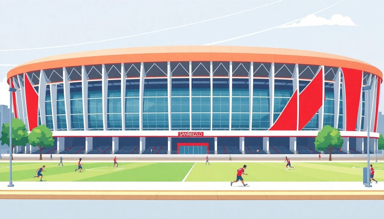 San Lorenzo de Almagro stadium Pedro Bidegain Nuevo Gasómetro exterior facade, Buenos Aires, daytime
