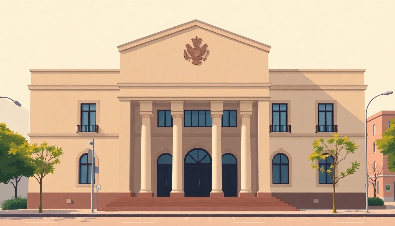 Federal court building in Corrientes Argentina, exterior facade, provincial architecture, daytime
