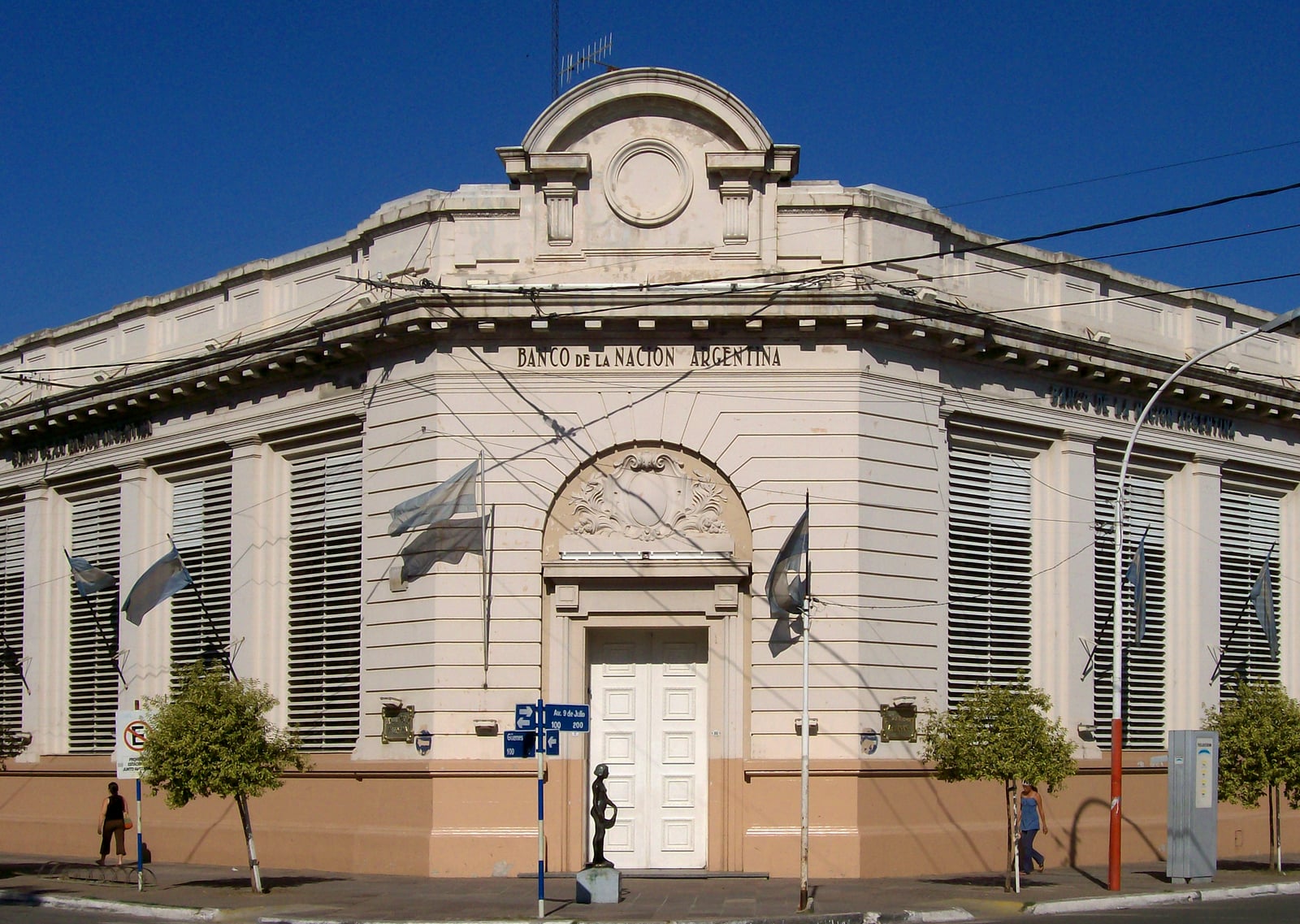 Banco Nación (Argentina's National Bank) branch in Resistencia, Chaco, Argentina. This was the first branch bank in Chaco Province. Currently in use as a branch of the Banco Hipotecario (Mortgage Bank