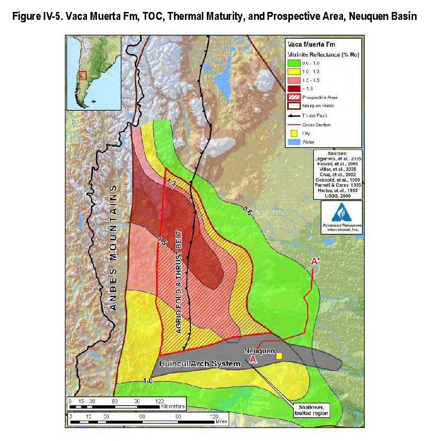 Hydrocarbon source rock maturity of the Vaca Muerta Shale