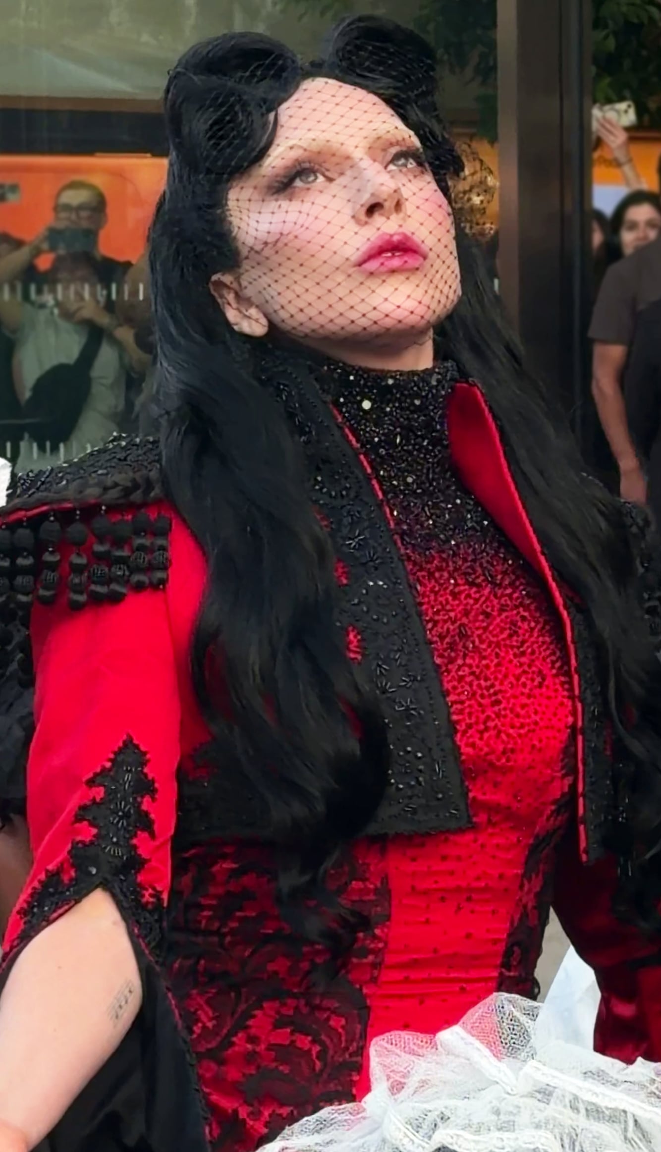 Lady Gaga at The Grove during the Mayhem Requiem premiere procession in Los Angeles, California, on May 14, 2026.
