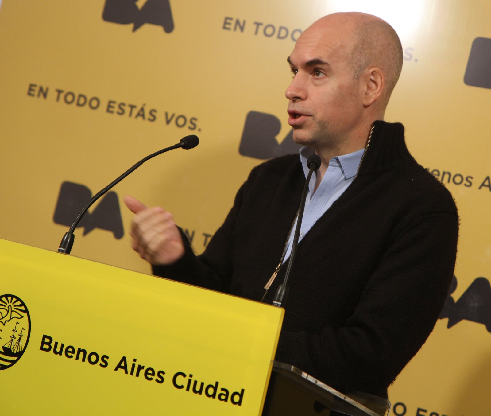 Buenos Aires. Julio 4 de 2012. El Jefe de Gabinete de Minstros del Gobierno porteño, Horacio Rodriguez Larreta, durante la conferencia de prensa que ofreció, luego de la habitual reunión de Gabinete, 
