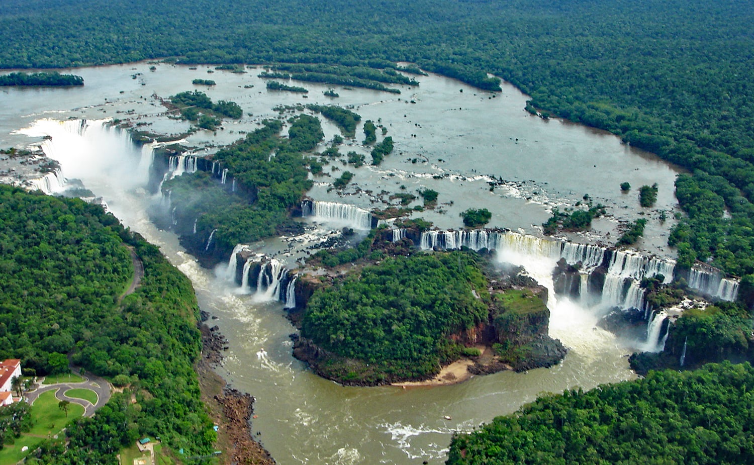 Aerial view of Foz de Iguaçu, Brazil-Argentina border.
