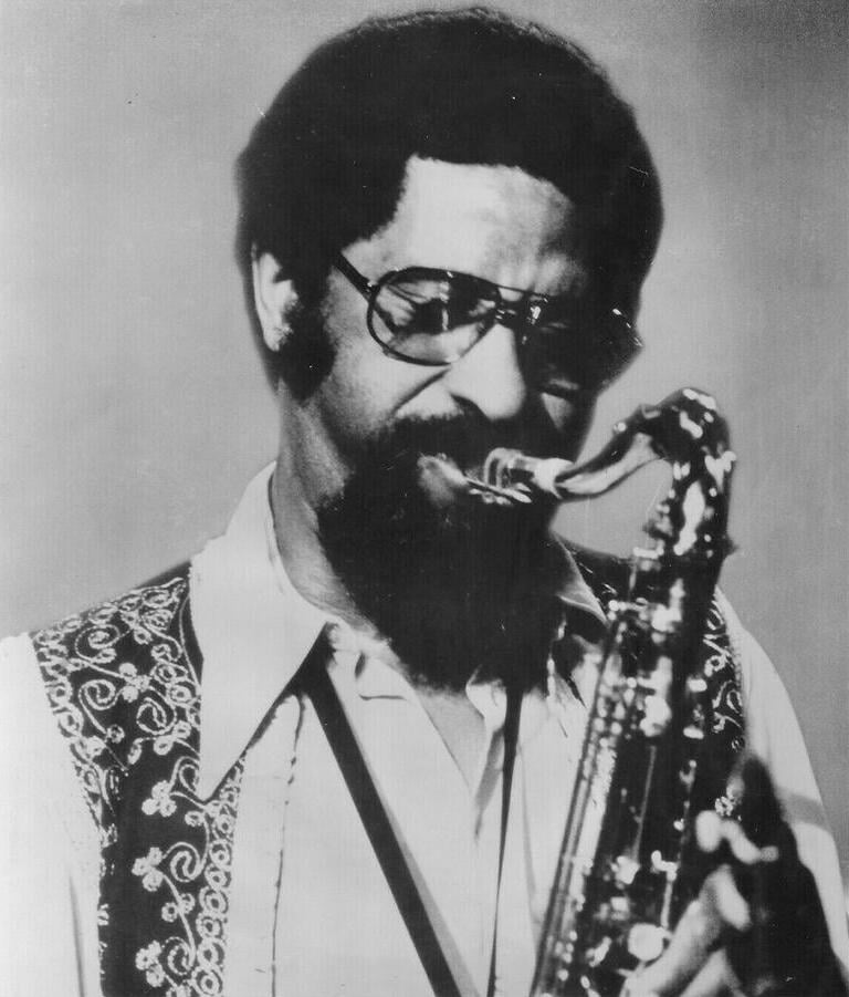 Saxophonist Sonny Rollins in a press photo dated to 1974. No copyright markings on the photo