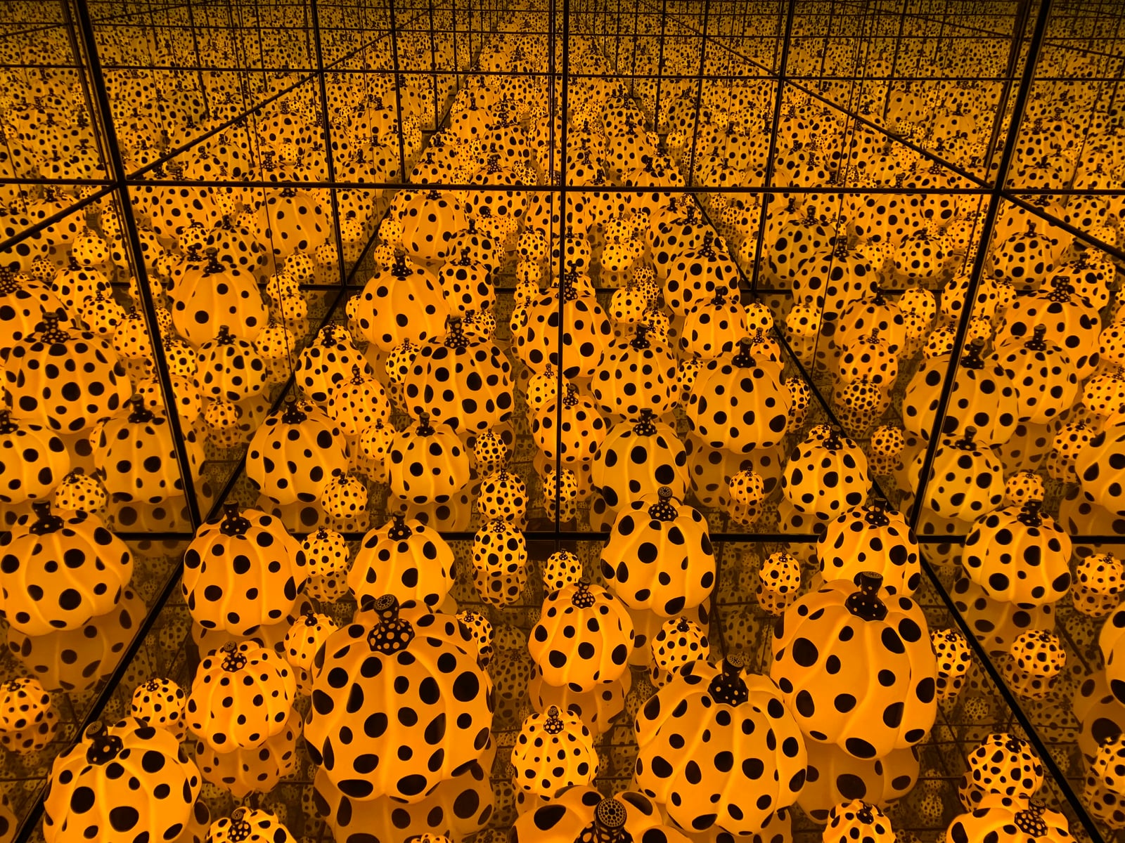 Yayoi Kusama's work "The Spirits of the Pumpkins Descended into the Heavens" (2015), exhibited at the National Gallery of Australia in Canberra, ACT, Australia.