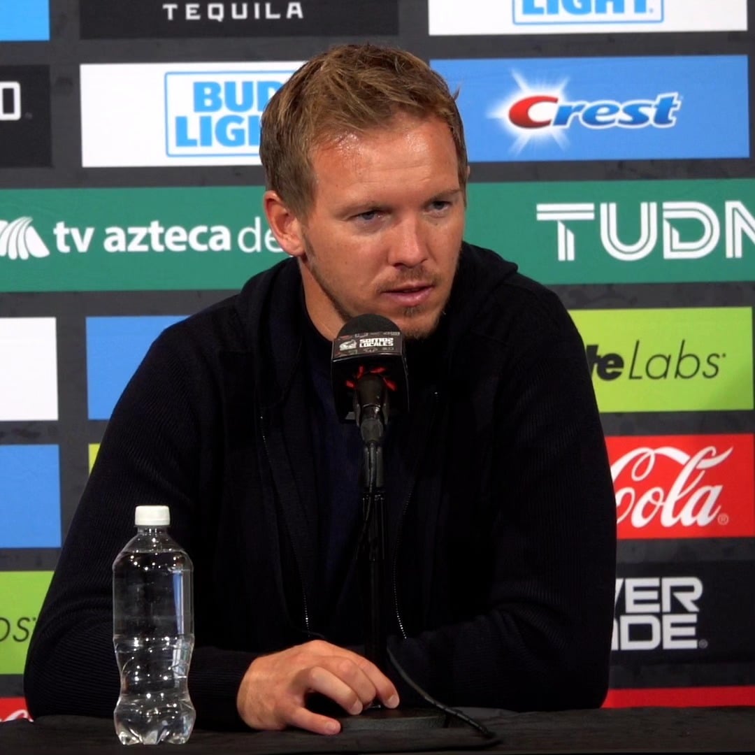 Julian Nagelsmann in his post-match press conference after the German National Team's game against Mexico on October 17, 2023, at Lincoln Financial Field in Philadelphia, PA.