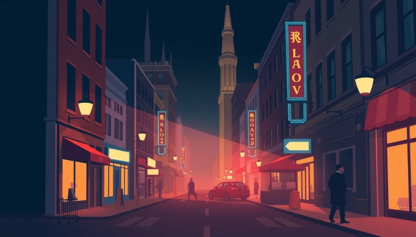 1930s noir city streets night