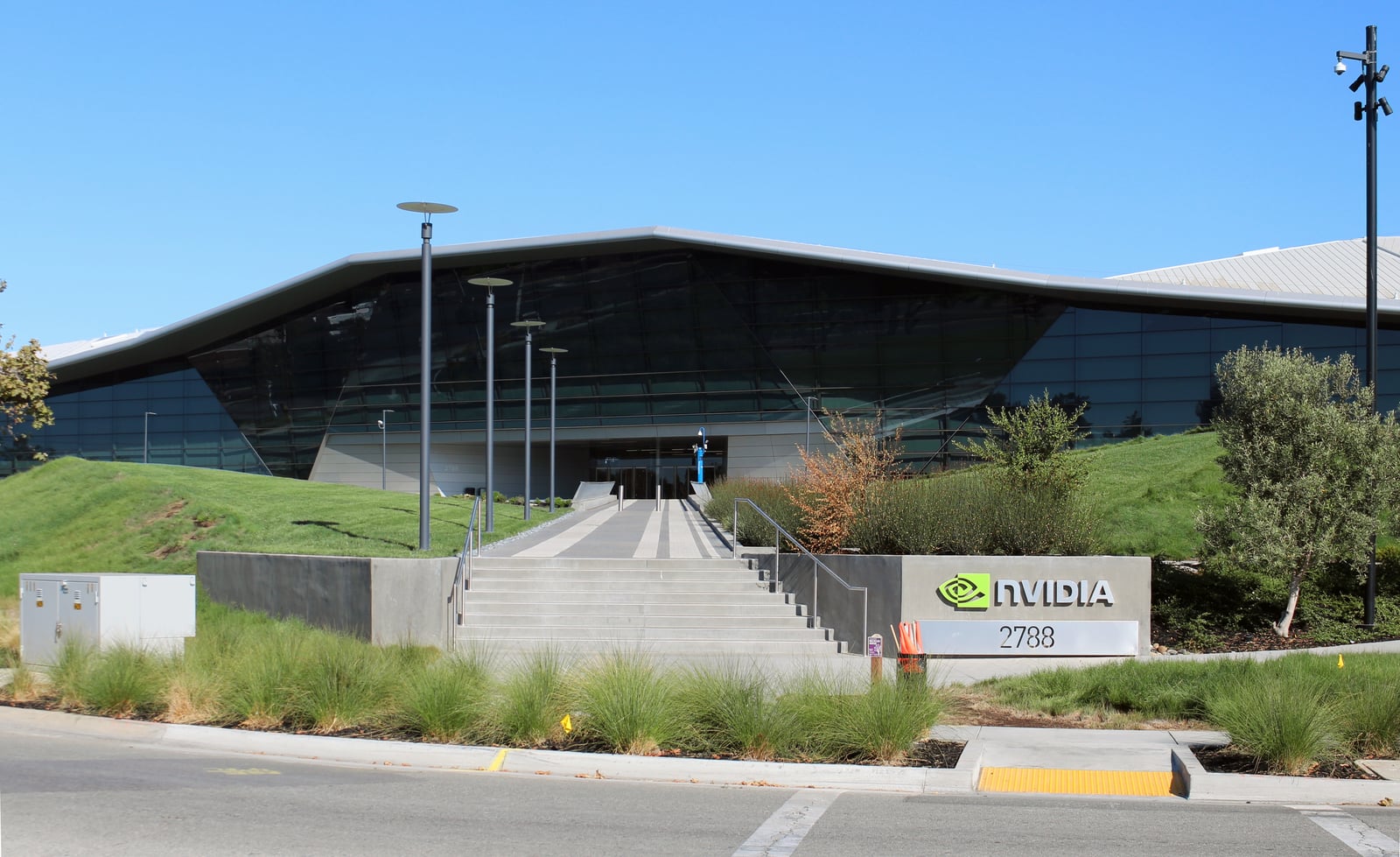 Nvidia headquarters in Santa Clara, California. Photographed by user Coolcaesar on August 4, 2018.