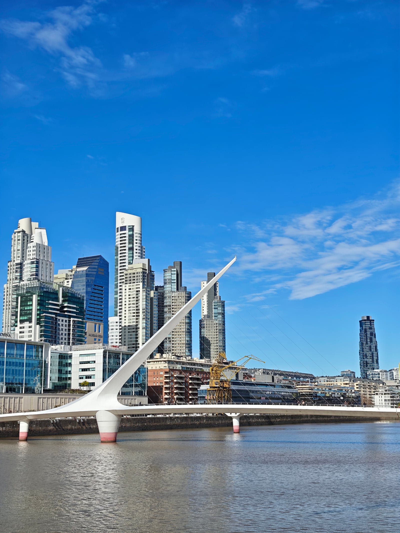 Puente de la Mujer and high-rises in Puerto Madero, Buenos Aires