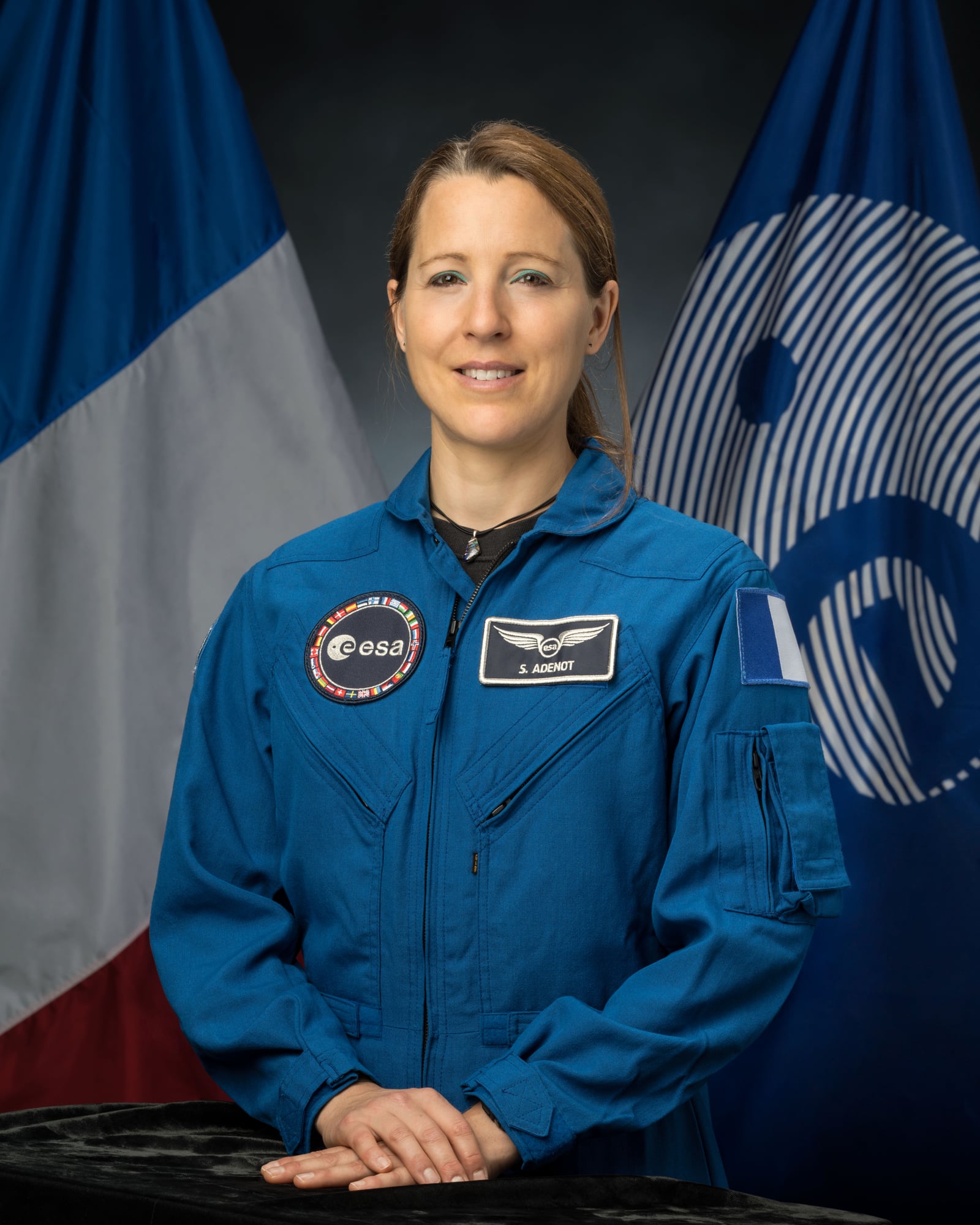jsc2025e068846_alt (Sept. 19, 2025) --- Official portrait of ESA (European Space Agency) astronaut and SpaceX Crew-12 member Sophie Adenot at NASA's Johnson Space Center in Houston, Texas. Credit: NAS