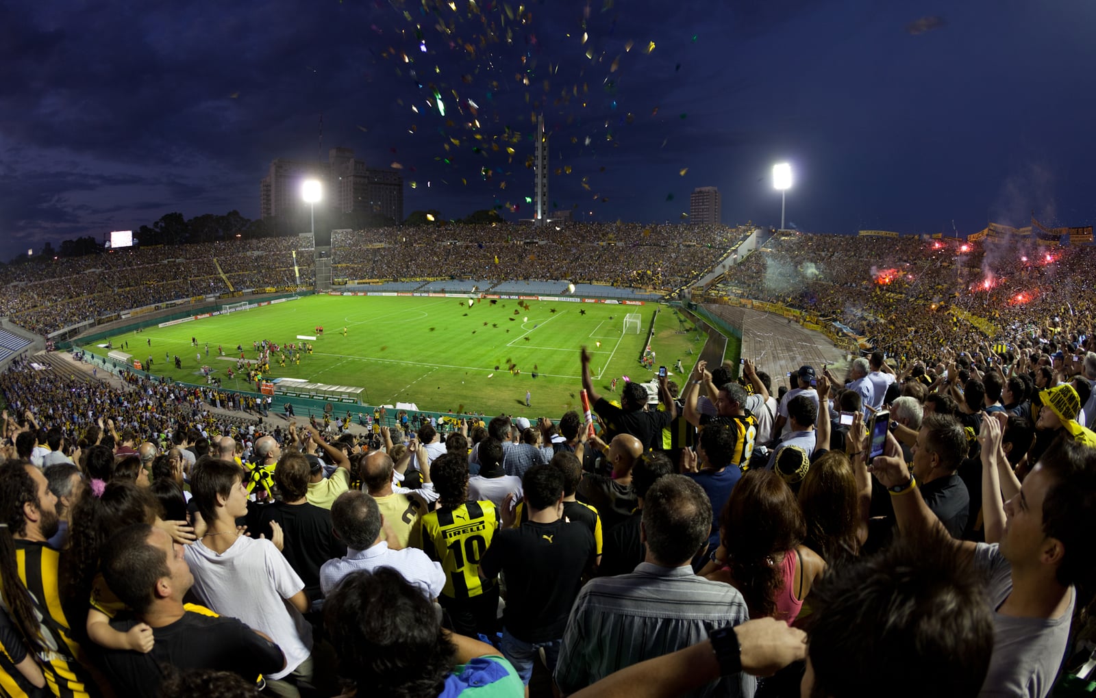 Peñarol supporters at the Centenario Stadium. Peñarol vs Liga de Quito, Copa Libertadores 2011.