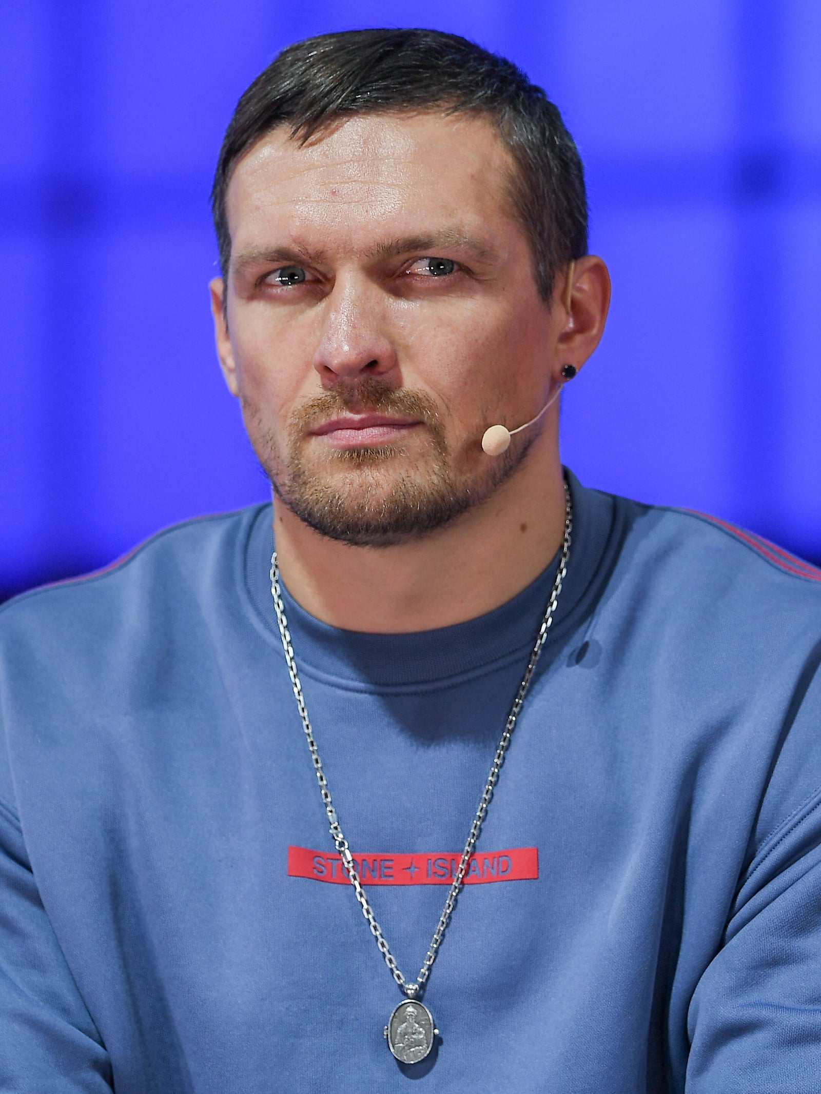 2 November 2022; Oleksandr Usyk, World Heavyweight Boxing Champion, on Centre Stage, during day one of Web Summit 2022 at the Altice Arena in Lisbon, Portugal. Photo by Eóin Noonan/Web Summit via Spor