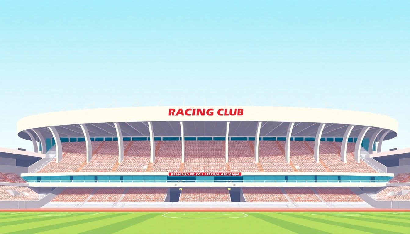Racing Club stadium El Cilindro de Avellaneda exterior facade, stands visible, daytime, no people